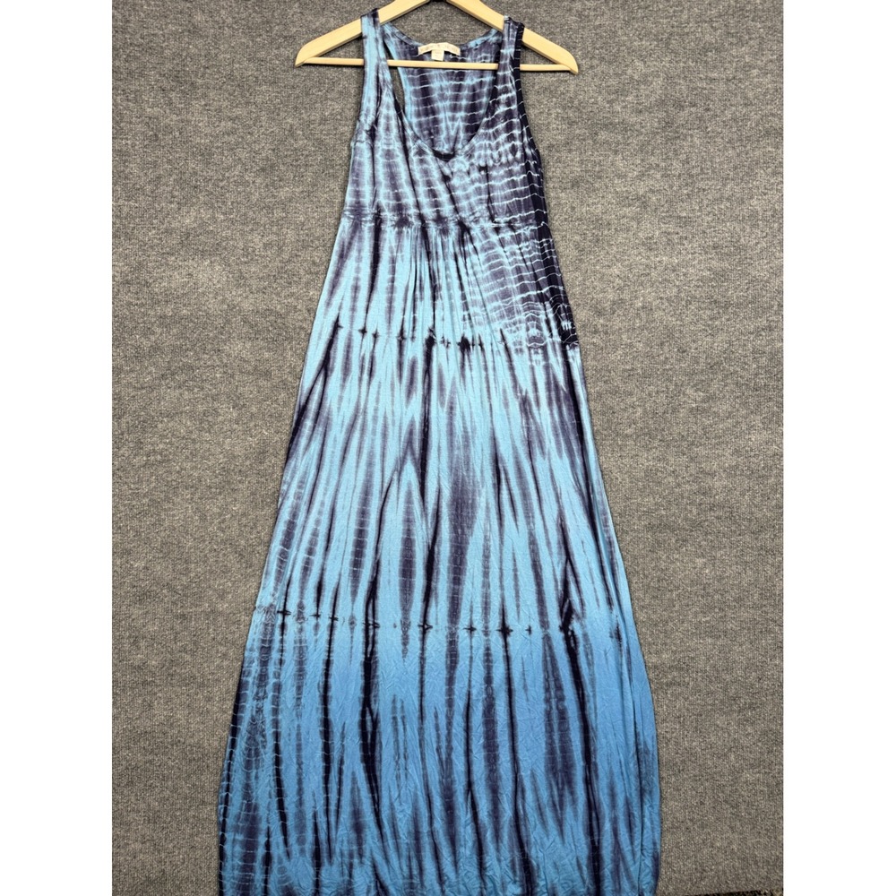 Boston Proper Sz Small Maxi Shift Dress Blue Ombre Stripe‎ Stretch Summer Beach